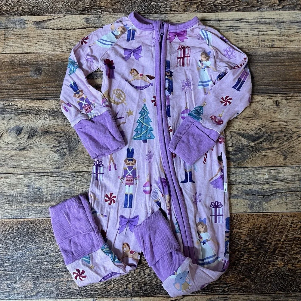 Little Sleepies Zippy Baby Girls 0-3m Christmas Nutcracker Sleeper Winter Bamboo